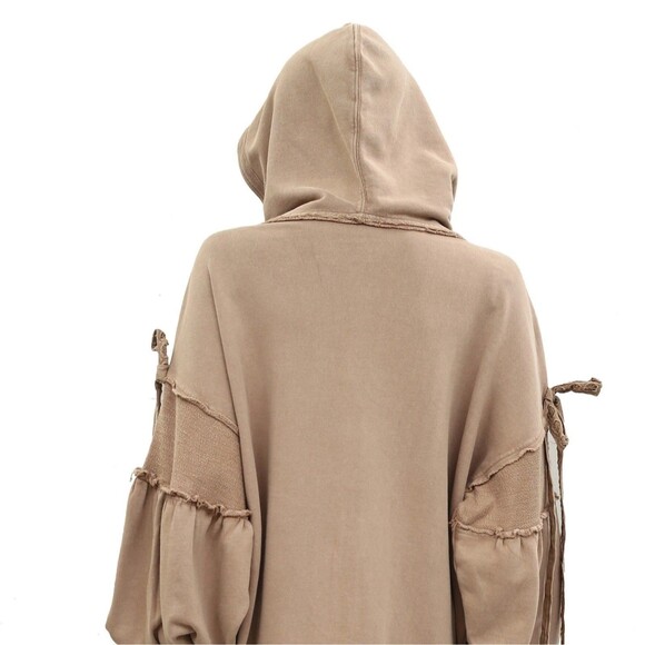 Free People Bow Girl Sweatshirt Hoodie Jacket Top Oversized Cotton S NWT 283838 - Picture 10 of 11